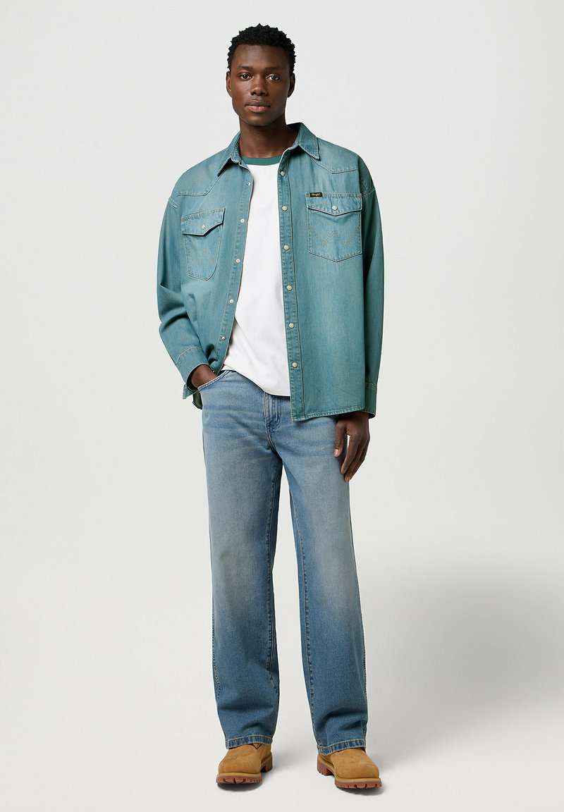 Wrangler Chemise de travail western à manches longues authentique coupe cowboy pour homme, Denim foncé., XX-Large