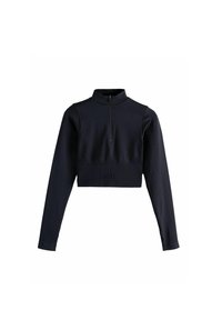 REGULAR FIT - QUARTER ZIP SEAMFREE CROP - Ilgarankovis viršutinės dalies drabužis - black