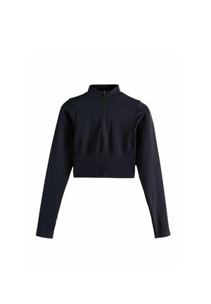 Self. REGULAR FIT - QUARTER ZIP SEAMFREE CROP - Longsleeve - black