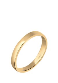 Guldring med en glat, rundet bøjle, mærket med "375" på indersiden. Reflekterende overflade med en ensartet gylden finish.