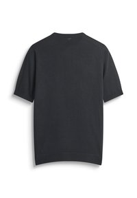 Crna pamučna majica kratkih rukava s okruglim izrezom, glatke teksture i opuštenog kroja, bez vidljivih logotipa ili uzoraka.