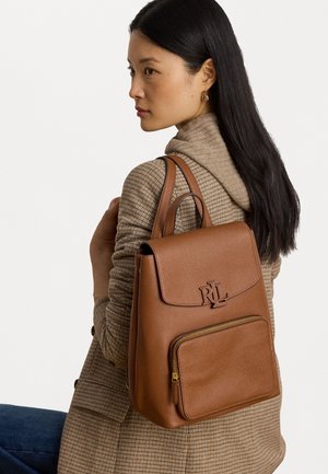 Lauren Ralph Lauren PEBBLED LEATHER MEDIUM CAMERYN BACKPACK - Pārgājienu mugursoma - brown