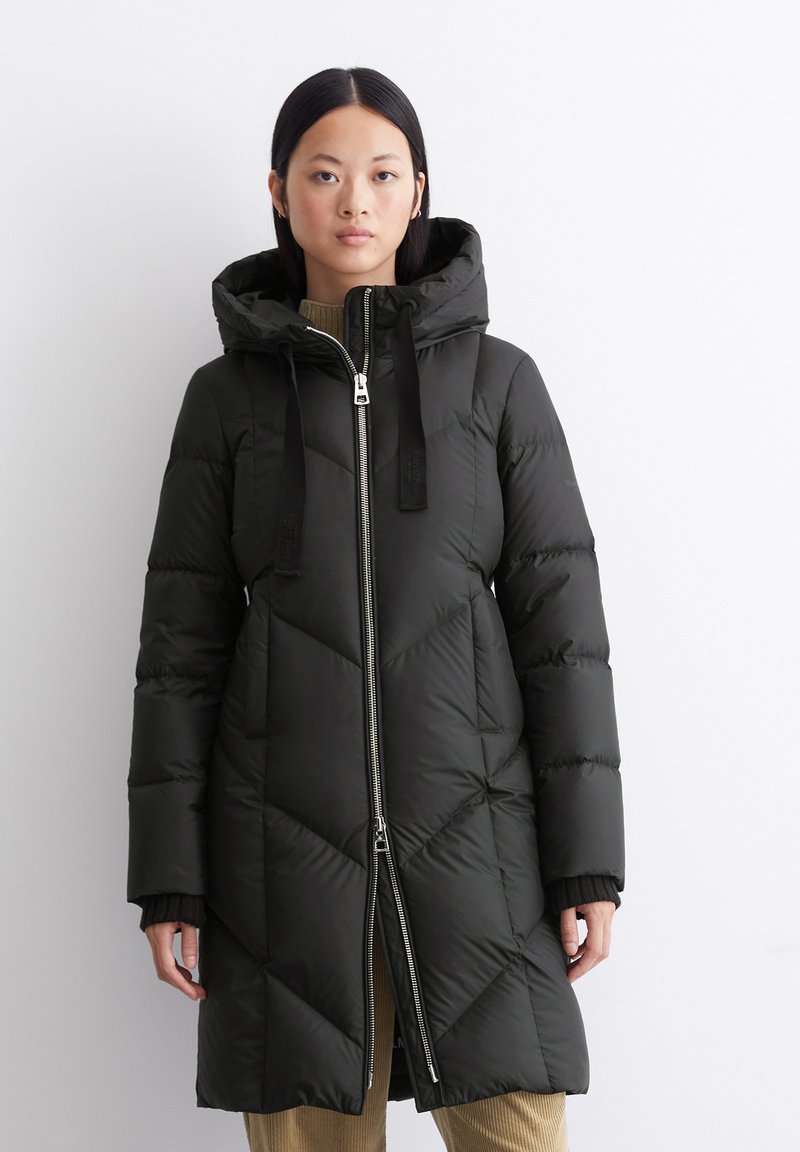 Marc O'Polo LONG NEW QUILTINGS WITH HOOD - Dūnu mētelis - black