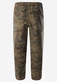 Tarnmuster-Hosen in Erdtönen, mit elastischem Bund, weichem Material und einer Gesäßtasche für Stauraum.