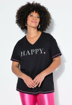 BOXY FIT, HAPPY SCHRIFTZUG  - T-Shirt print - black