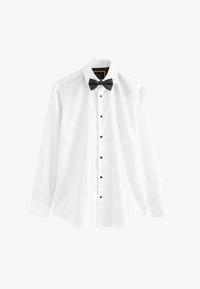 Selected, white textured black bow tie