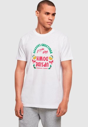 STRANGER THINGS  UPSIDE DOWN SEASONS GREETINGS  - Print T-shirt - white