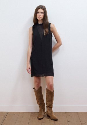 Les Copains, SLEEVELESS HIGH-NECK SLIM-FIT DRESS WITH BOW - Day dress - black
