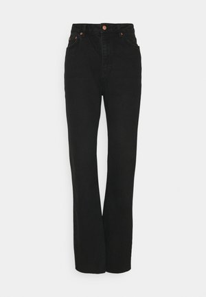 HIGH WAIST RAW HEM - Jeans relaxed fit - washed black denim