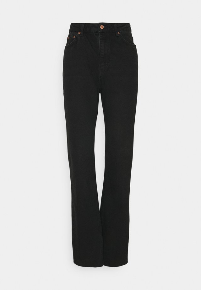 HIGH WAIST RAW HEM - Jeans Relaxed Fit - washed black denim
