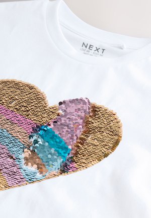Next SEQUIN ANIMAL HEART - Camiseta estampada - white pastel rainbow