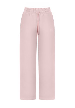 Lichtroze sweatpants met wijde pijpen, voorzien van een elastische tailleband en een trekkoordsluiting, ontworpen voor casual gebruik.