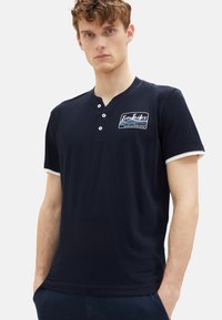TOM TAILOR KURZARM HENLEY GESTREIFT - Tričko s potlačou - dunkelblau