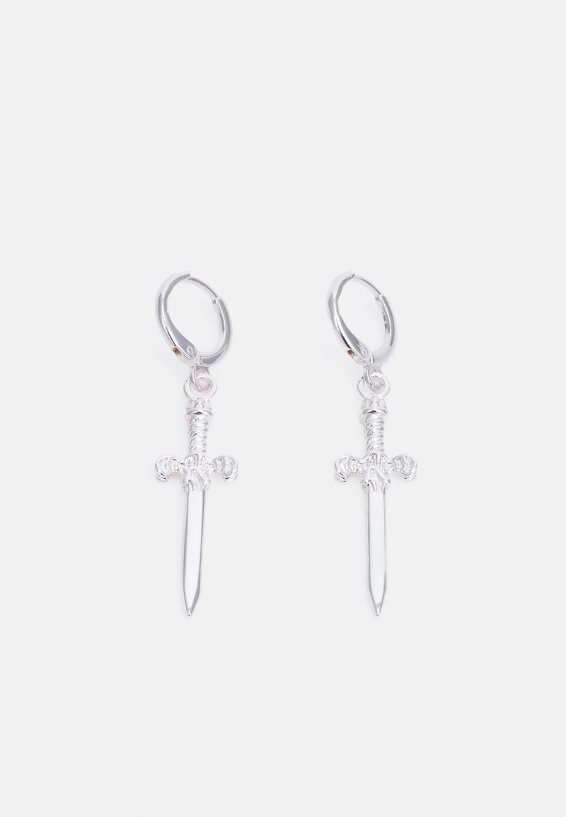 Nialaya HOOPS WITH LARGE DAGGER UNISEX - Brincos - silver-coloured