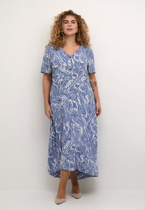 Kaffe Curve KCALONA - Maxi-jurk - blue indigo white marbel