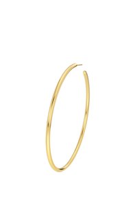 Guld ørering i sølvbøjle med en glat, afrundet form og tynd profil. Fremstillet af metal med en poleret overflade og en sømløs lukning.