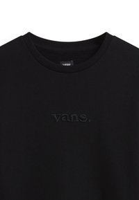 Sudadera de algodón negra con cuello redondo y un logotipo bordado de "vans." en un tono negro a juego en el frente.