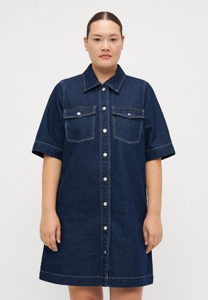 VMCFENJA 2/4 SHORT DRESS - Denim dress - dark blue denim