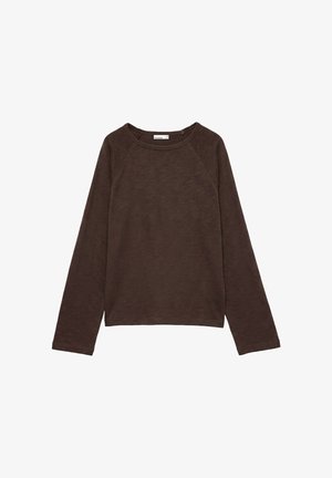 PULL&BEAR, STRIPED RAGLAN LONG SLEEVE - T-SHIRT - T-shirt à manches longues - brown