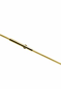 Asta metallica color oro con un connettore cilindrico liscio, con una texture rigata lungo tutta la sua lunghezza.