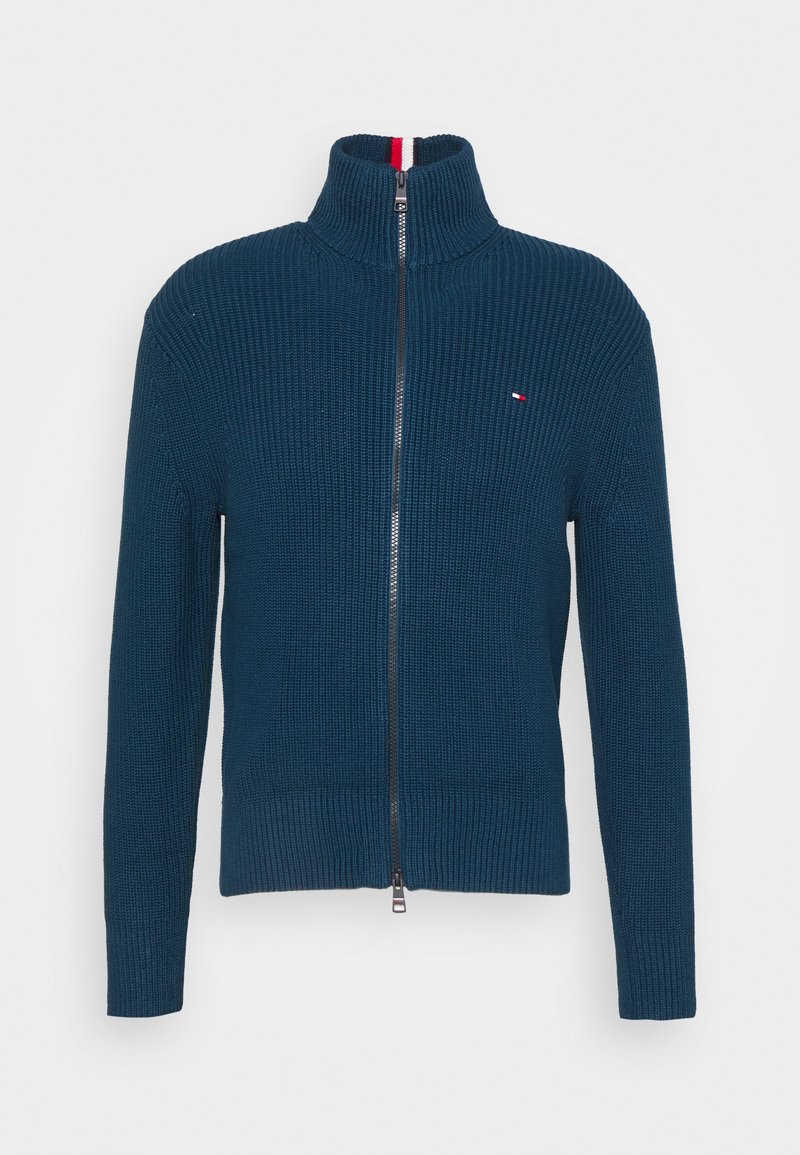 Tommy Hilfiger TEXTURE ZIP THROUGH - Casaco de malha - dark lakeside