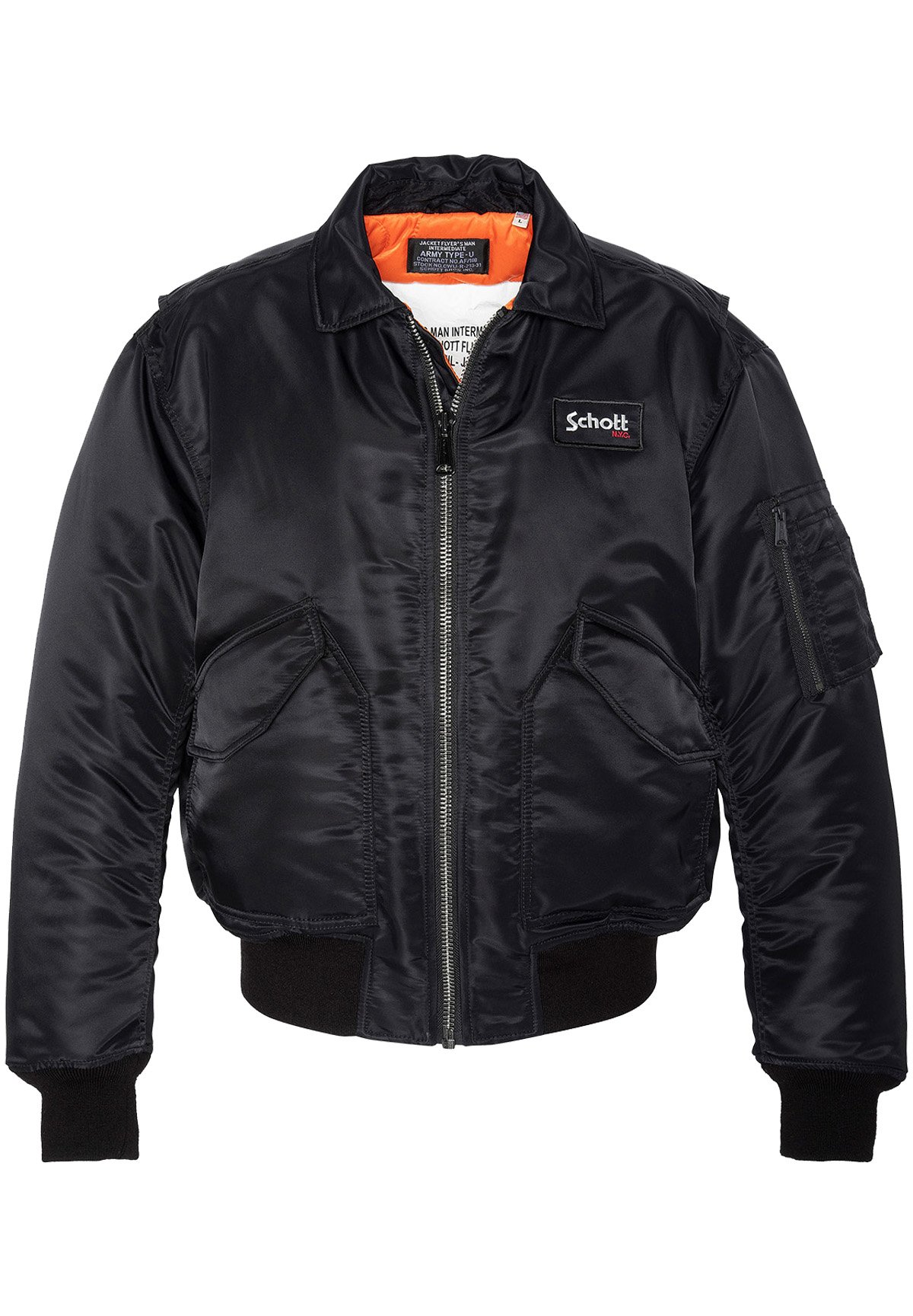 Giacca Uomo Schott Trranger70 - Stile Cargo Con Zip E Bottoni - 100% Cotone