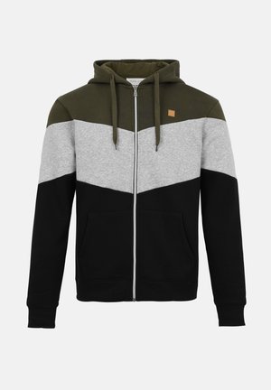 Pier One Sudadera con cremallera - dark green/grey melange/black