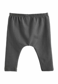 Grijze, rekbare katoenen kinderpantalons met een elastische tailleband, met een ontspannen pasvorm en kniebesparende uitsparingen voor gemak in beweging.
