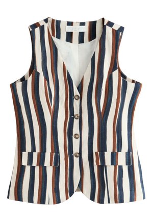 Next, REGULAR FIT - Vesta - ecru navy brown stripe