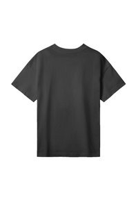 Black cotton t-shirt with a round neckline, short sleeves, and a relaxed fit. The back has a smooth texture with no visible branding or patterns.