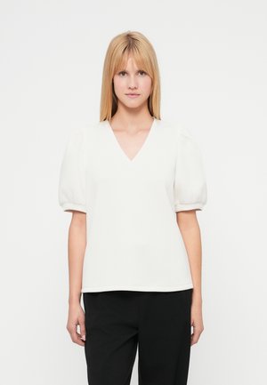 OBJANDREA RE V-NECK NOOS - T-Shirt basic - white sand
