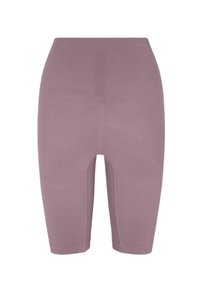 Aukšto liemens, dulkiškai rožinės spalvos besiūlės dviratininkų šortai, siekiantys iki vidurio šlaunies, sukurti tamprumui ir patogumui.