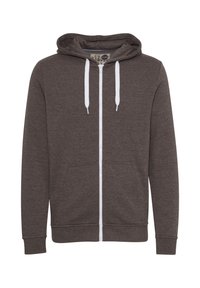 Solid Sudadera con cremallera - brown