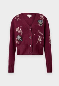 HERITAGE ROSE PATCH MORGAN CARDIGAN - Jopica - mulberry/multi-coloured
