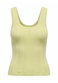 Lichtgele tanktop met een geribbelde textuur, voorzien van een ronde hals en brede schouderbanden.