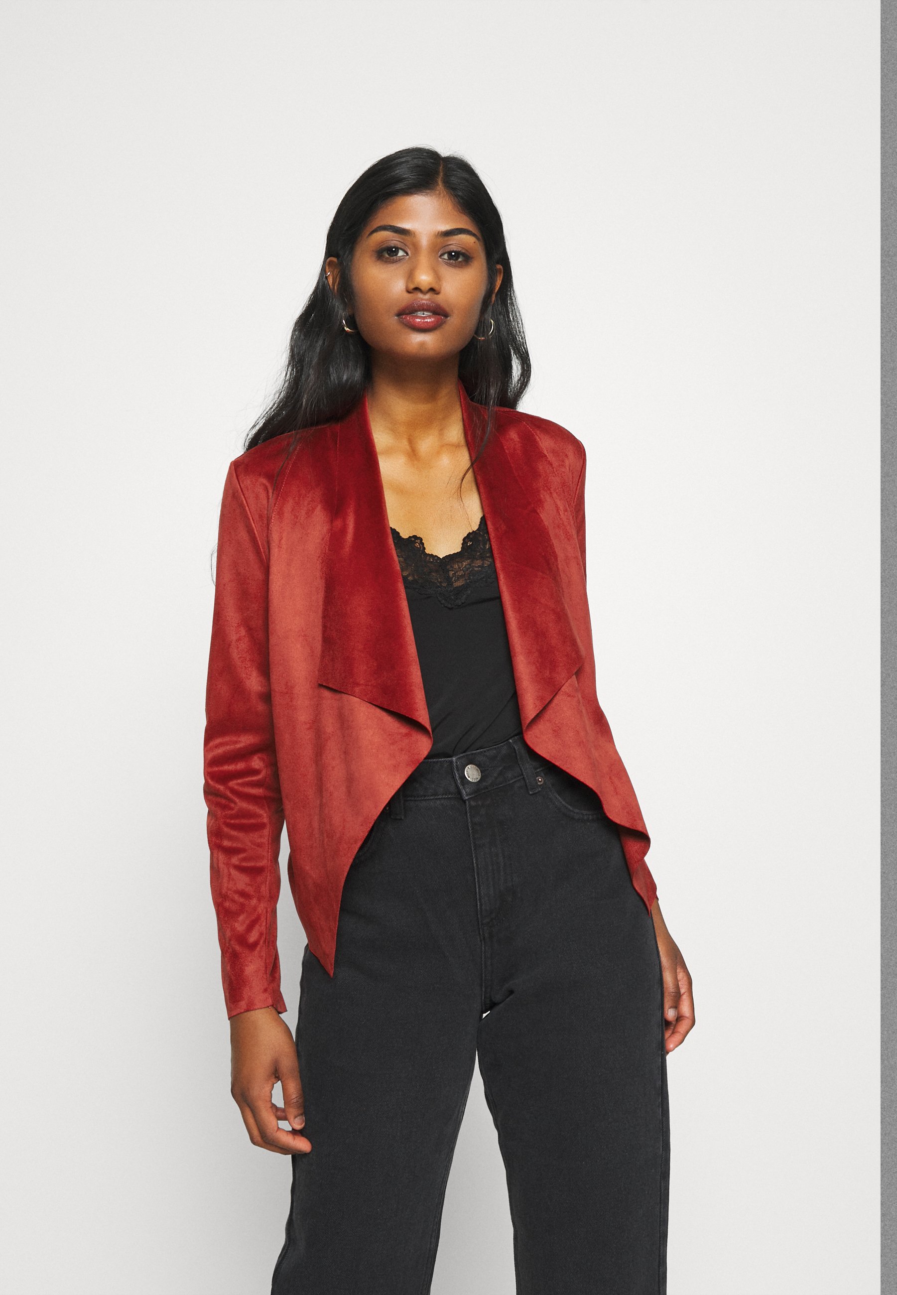 petite red leather jacket