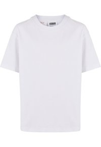 Balta kokvilnas T-kreklu ar apaļu kakla izgriezumu un īsām piedurknēm. Vienkāršs dizains, bez rakstiem vai akcentiem. Mīksta tekstūra, brīvs griezums.