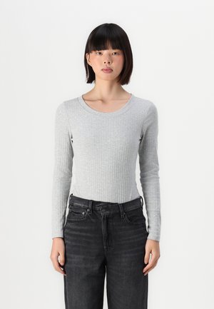 Top s dlhým rukávom - light grey melange
