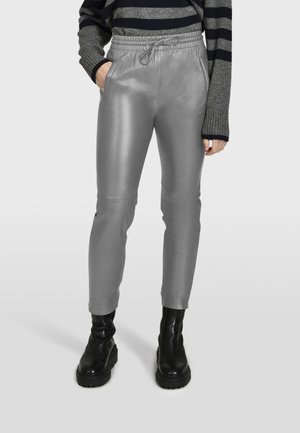 GIFT METAL - Leren broek - anthracite