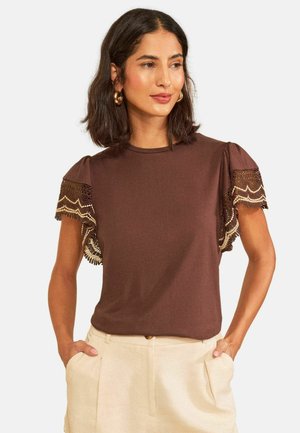 Love & Roses, T-Shirt print - chocolate brown