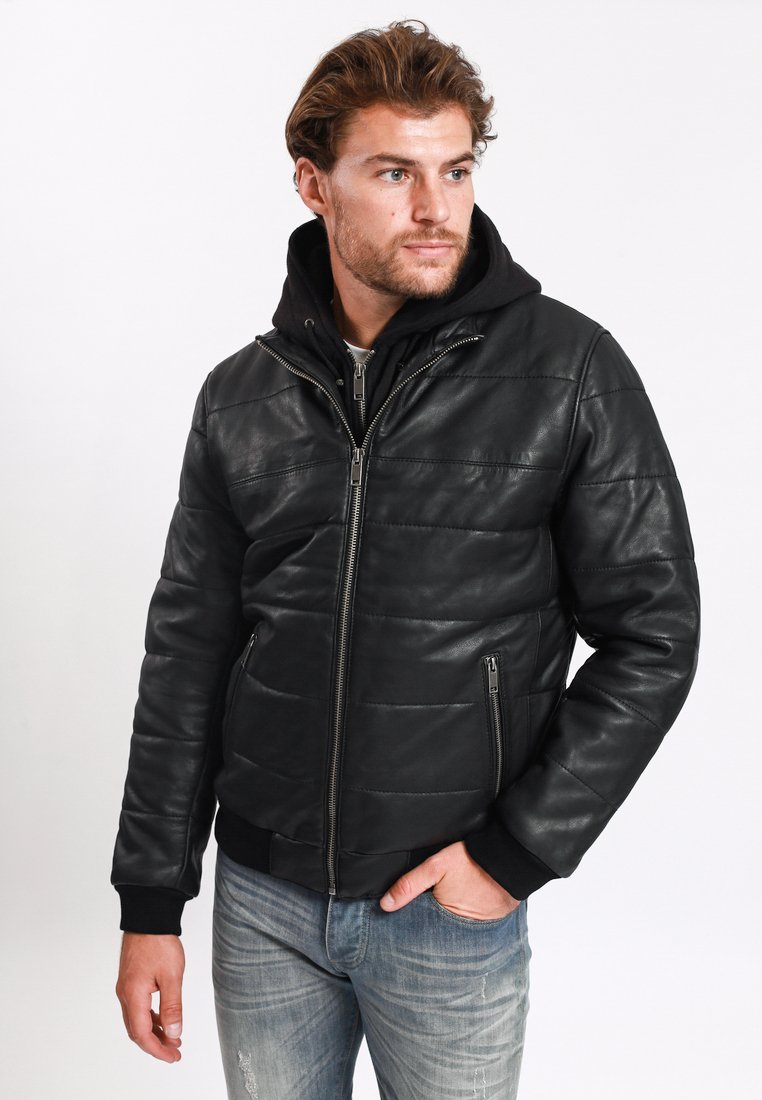 Lee Cooper Leren jas zwart