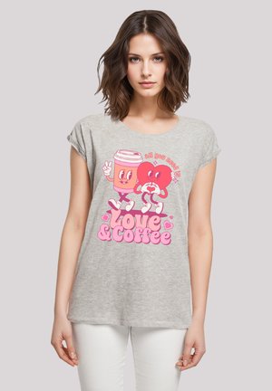 LOVE AND COFFE VALENTINSTAG - Print T-shirt - heather grey