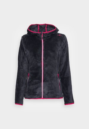 WOMAN JACKET FIX HOOD - Fleece jacket - titanio/fucsia