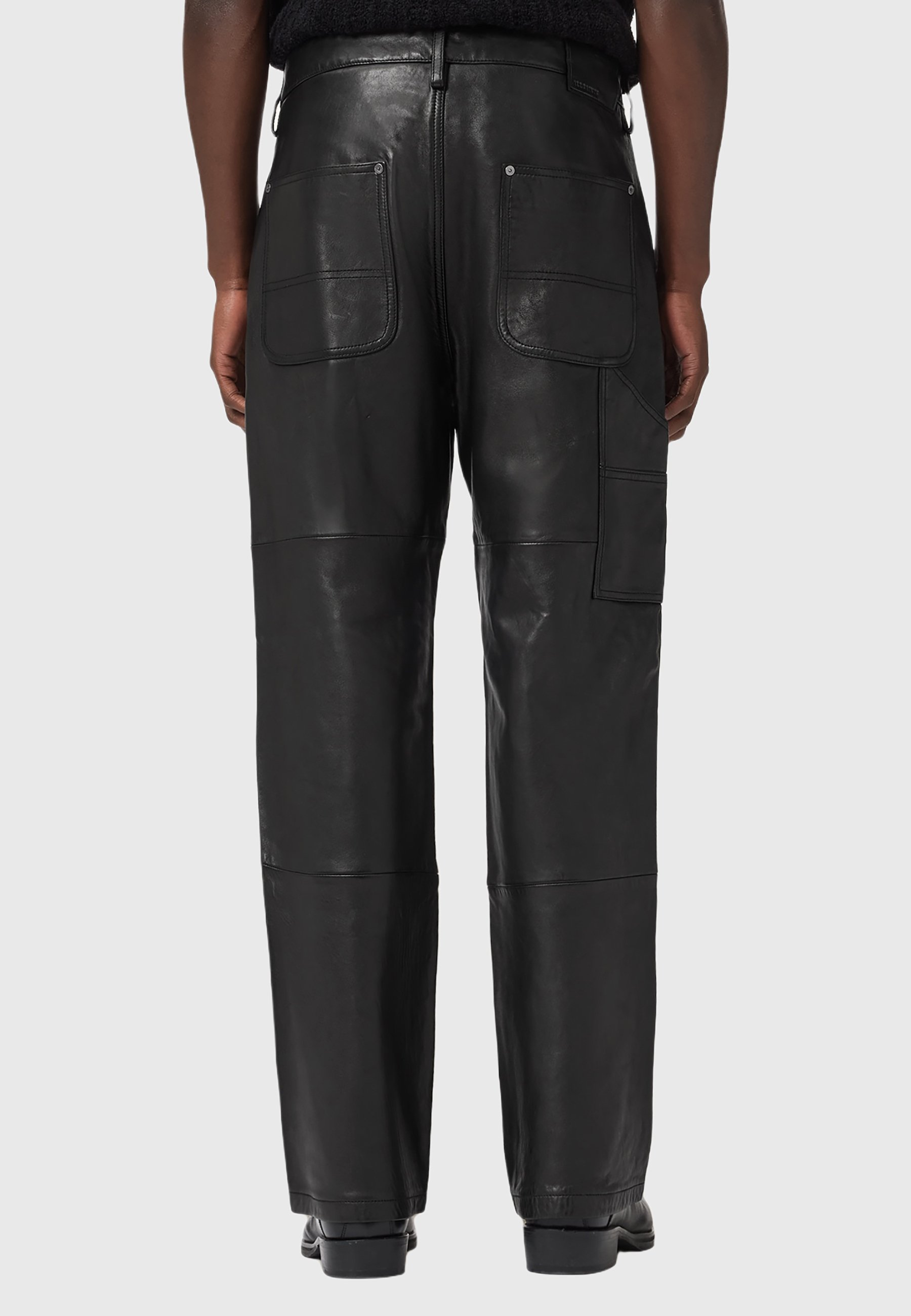 AllSaints MANTO - Leather trousers - black - Zalando