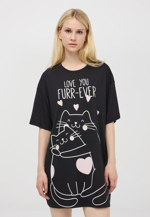 Terranova STAMPA GATTI - Maglia del pigiama - nero
