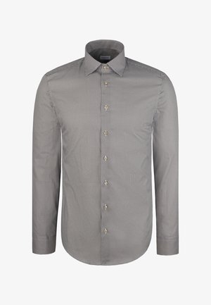 Overhemd met lange mouwen en knopen, in een klein zwart-wit ruitpatroon, met een klassieke kraag en knopen in goudkleur. Gemaakt van katoen.