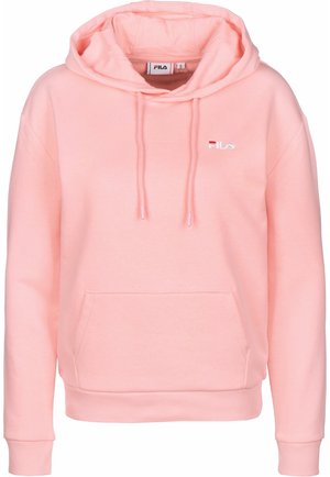 Lichtroze hoodie gemaakt van zachte katoenmix, met een kangoeroezak, verstelbare capuchon met trekkoord en een klein logo op de borst.