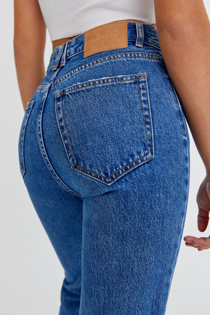 Damen Skinny | PULL&BEAR MOM FIT Jeans Straight Leg dark-blue denim - YM94070 Damen Skinny | PULL&BEAR MOM FIT Jeans Straight Leg dark-blue denim - YM94070