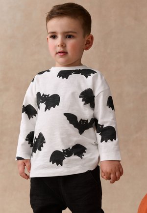 Next, REGULAR FIT - LONG SLEEVE BACK GRAPHIC T-SHIRT - Pikkade varrukatega topp - white black halloween bat all over print