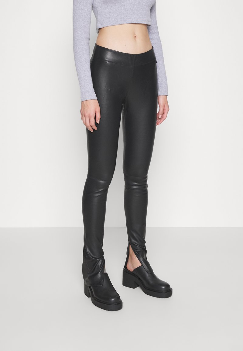 Calvin Klein REAL LEATHER STRETCH LEGGINGS Legging black/zwart